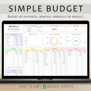 Budget Planner Spreadsheet Google Sheet & Excel Weekly, Biweekly, Monthly Or Paycheck