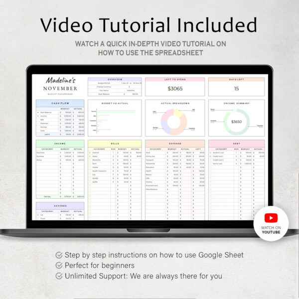 Budget Planner Spreadsheet Google Sheet & Excel Weekly, Biweekly, Monthly Or Paycheck - Image 10