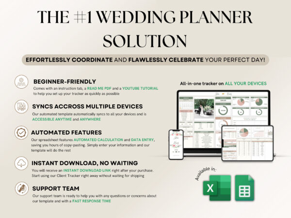 The Ultimate Wedding Planner Spreadsheet Google Sheets & Excel