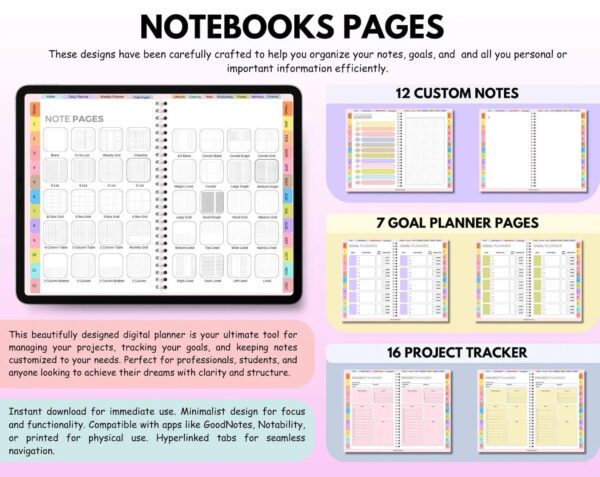 All-in-One Digital Planner 2025, 2026, 2027 – Goodnotes Planner Apple Google Calendar - Image 3